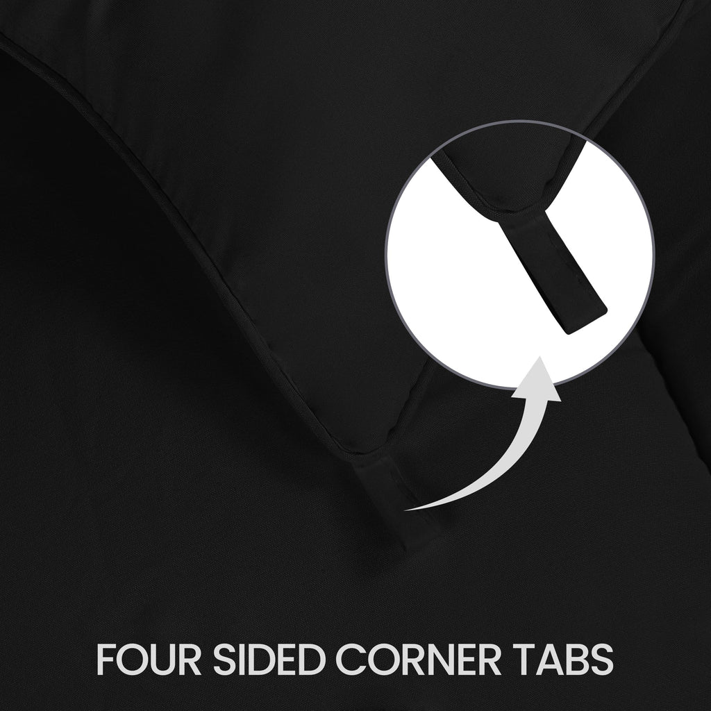 Comforter Duvet Insert, Quilted Comforter with Corner Tabs, Box Stitched Down Alternative Comforters (Black, Double)