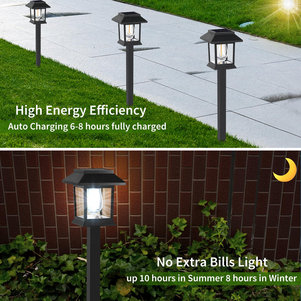 Solar Pathway Lights Outdoor,12 Pack Cool White 6000K Solar Lights