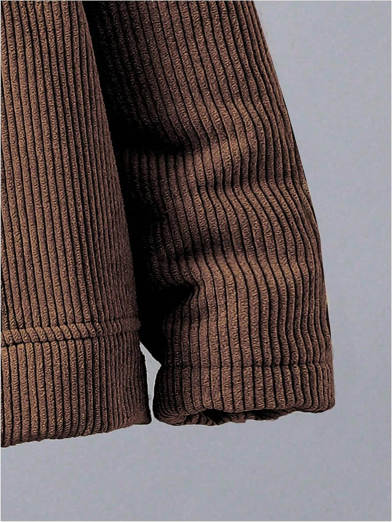 Boy's Button Up Corduroy Fleece Jacket Collared Outerwear Fall Winter Clothes