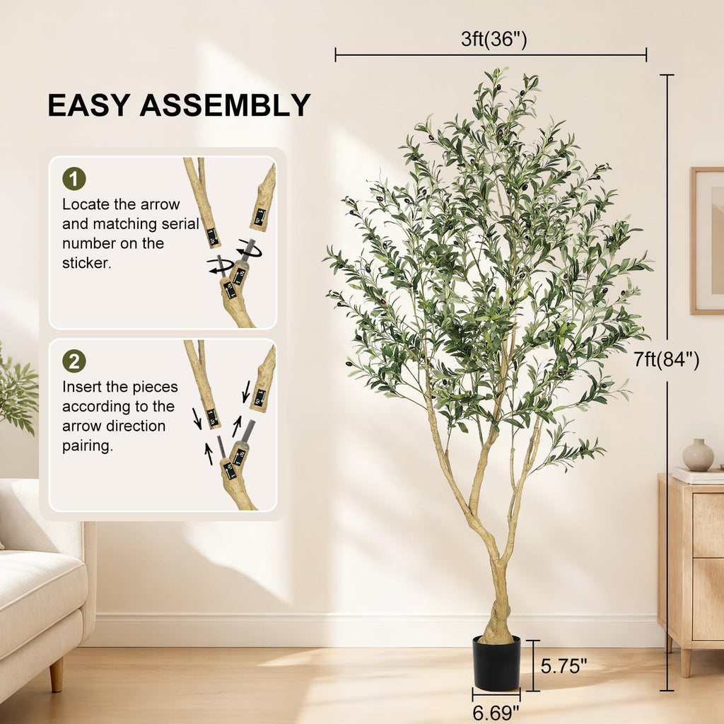 Faux Olive Tree 7ft UV Resistant for Indoor Outdoor Decor
