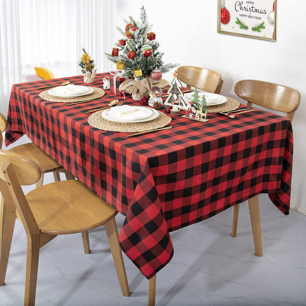Checkered Tablecloth Plaid Fabric 56"x120" Classic Gingham Cover for Indoor