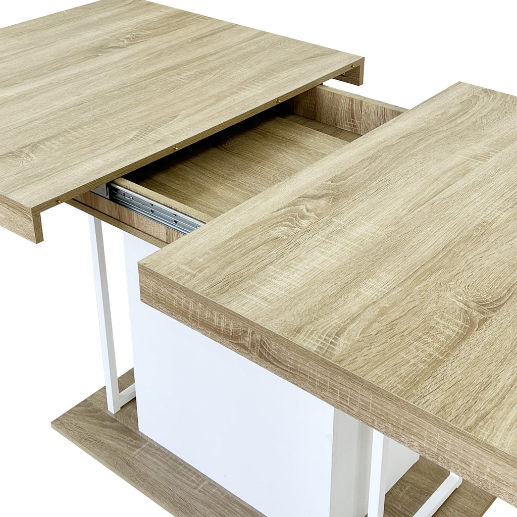 63" - 79" Extendable Dining Room Table, Expandable Kitchen Table for 6 to 10 People, Modern Wood Conference Table