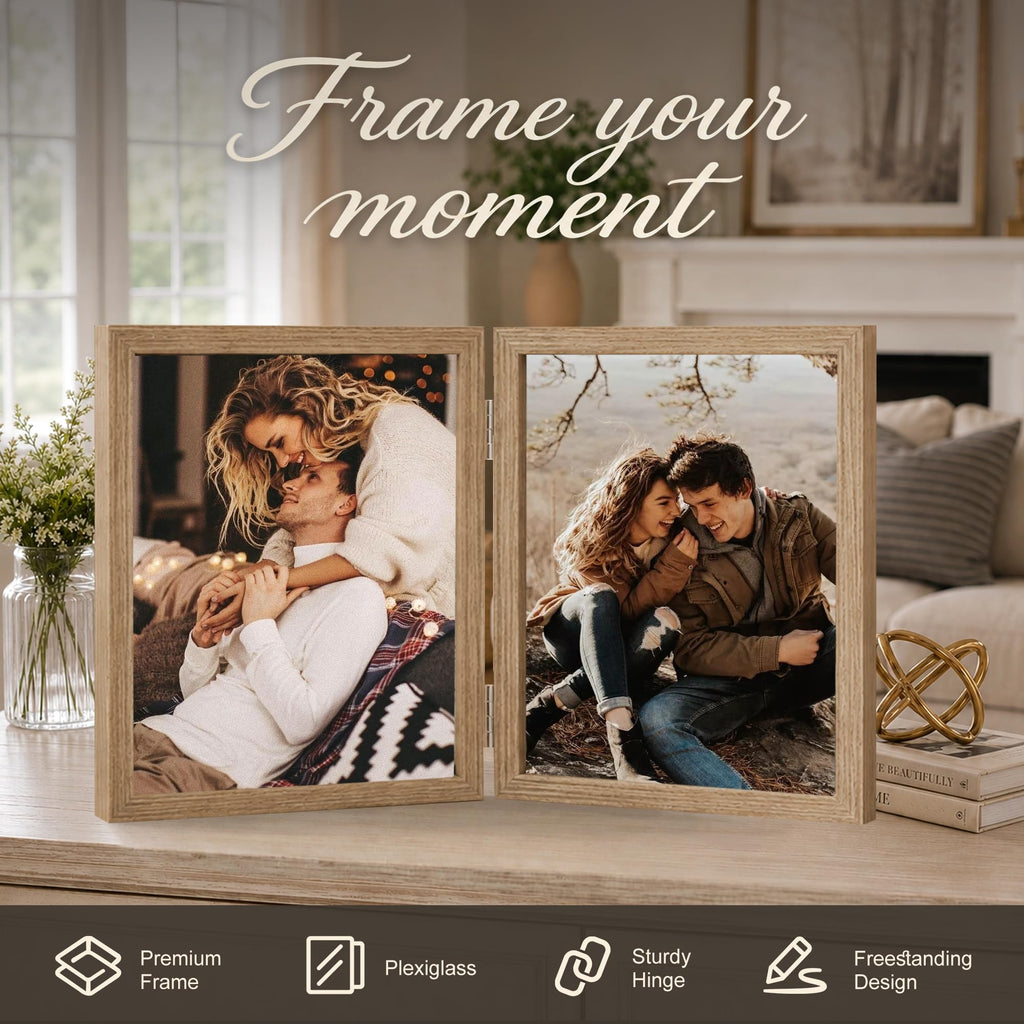 8x10 Picture Frames Double Hinged Wood Photo Frames Wood Grain