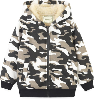 Kids Boy's Girl's Sherpa Fleece Lined Jacket Spring Fall Winter Zip up Sweatshirt Hoodie 2 (Toddler/Kid)