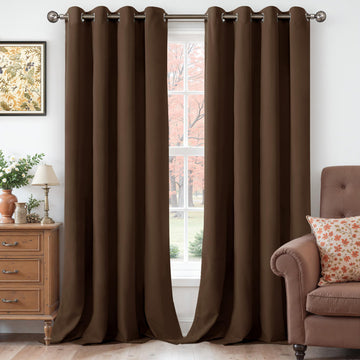 Brown Velvet Curtains 84 Inch Length Living Room Blackout Drapes