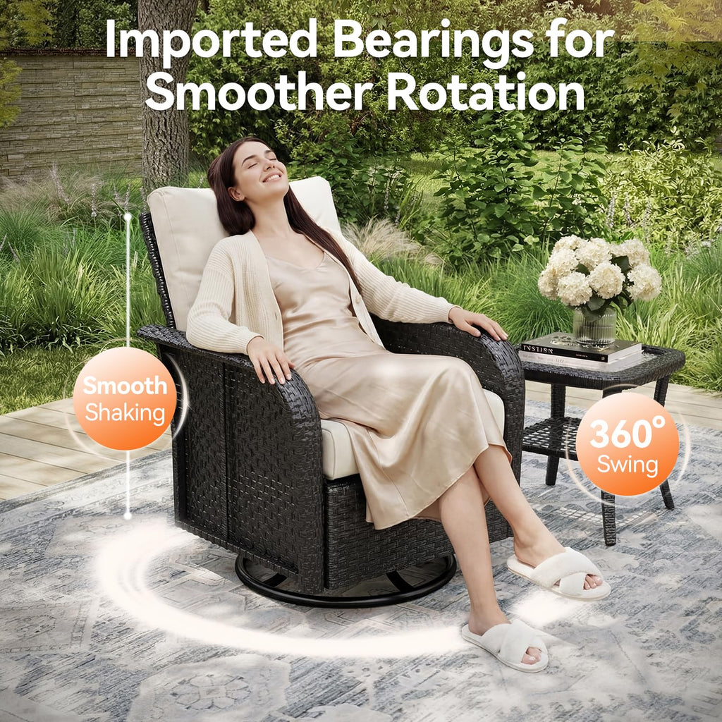 10-Piece Patio Furniture Set with 44'' Fire Pit Table, Luxury Outdoor Patio Furniture Set with 360° Swivel Chairs