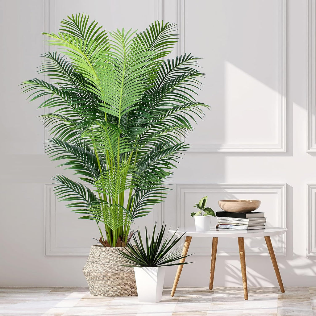 6 Ft Artificial Tropical Palm Tree With 24 Removable Leaves - Large Faux Plant for Indoors and Outdoors, Silk