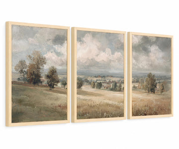 Framed Neutral Landscape Wall Art Set of 3, Farmhouse Prints