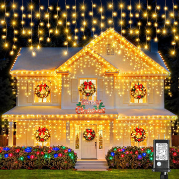 33FT 400 LED Icicle Lights for Outside, Warm White Christmas Lights Outdoor