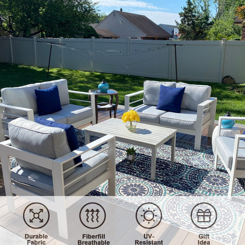 Deep Seating Patio Cushion Covers Replacement, 28x28x6, 28x13x6, Grey | Durable Outdoor Cushions Cover, 4Pcs Patio