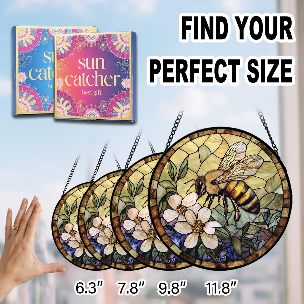 Bee Flower Acrylic Suncatcher Sun Catchers Indoor Window Gifts for Mom 12"