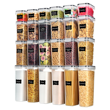 Airtight Food Storage Containers with Lids, 24 pcs, Black