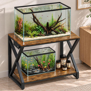 Heavy Duty 50Gal Aquarium Stand, 3 Outlets & 2 USB Ports, Brown