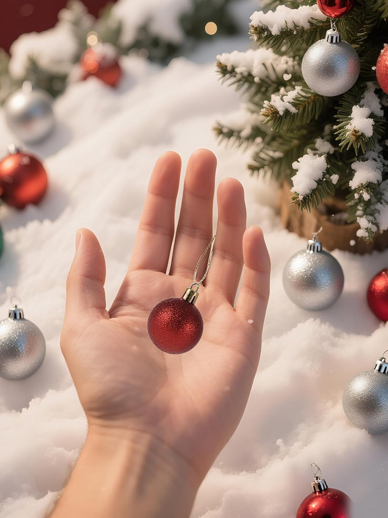 Mini Shatterproof Christmas Balls, 3cm/1.1'' Xmas Tree Ornaments Hanging Ball for Birthday Halloween Holiday - Set of 24