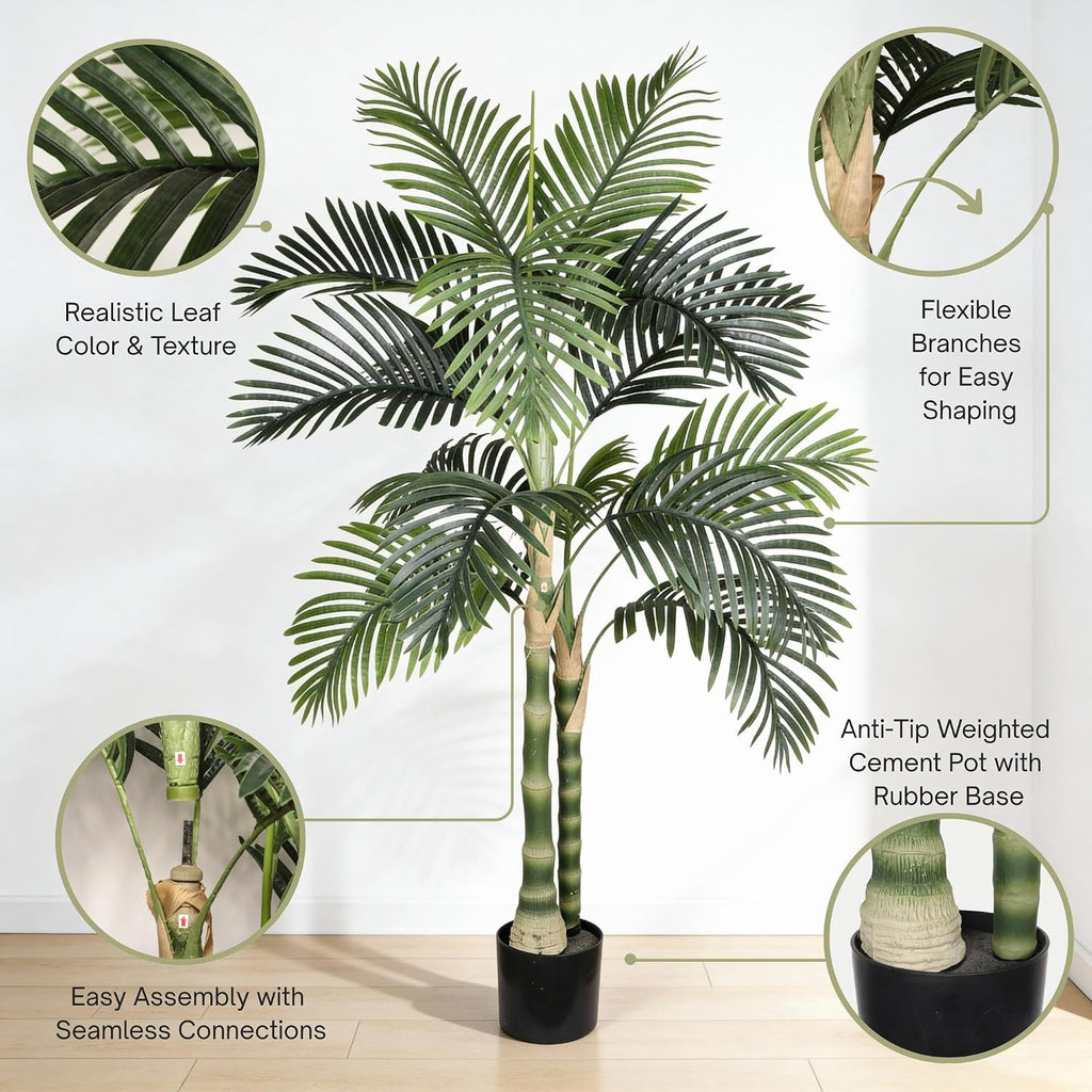5FT Artificial Palm Tree with Black Pot, Faux Tropical Plant