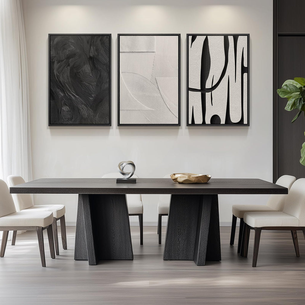 Framed Black and White Abstract Wall Art, 3 Piece 24x36 In