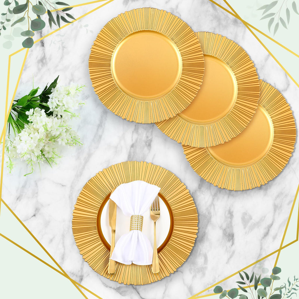 50 Pcs Charger Plates Plastic 13" Chargers for Dinner, Gold