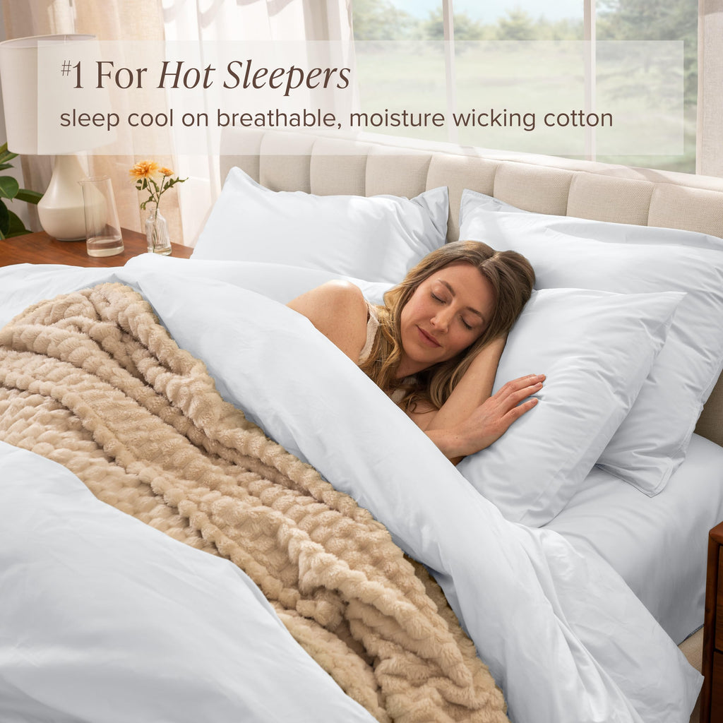 100% Organic Cotton Percale Duvet Cover Set (, White)