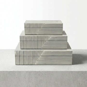 Decorative Striped Boxes with Lid Decor - Stylish Decor Box for Console Table, Jewelry Storage, or Bedroom - Set of 3