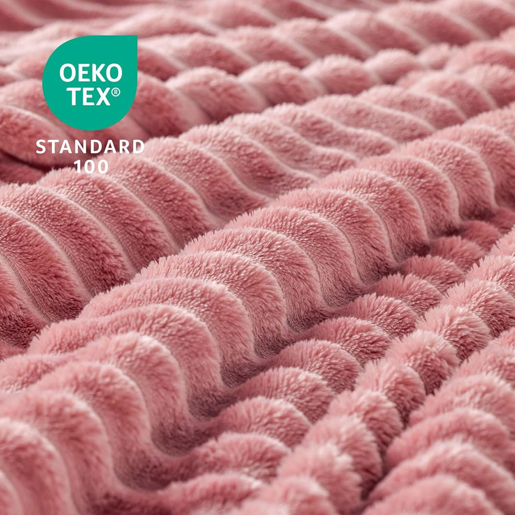 Fleece Throw Blanket, Fluffy, Plush Lightweight Pink Throw Blankets, 50x60 inches