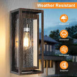 15" Large Outdoor Light Fixture Wall Mount, 2 Pack Distressed Brown Outdoor Sconce Lights, Modern Waterproof Exterior Porch Lights with Clear Glass Shade for Front Door, Garage A123-B0D9VS8WVS