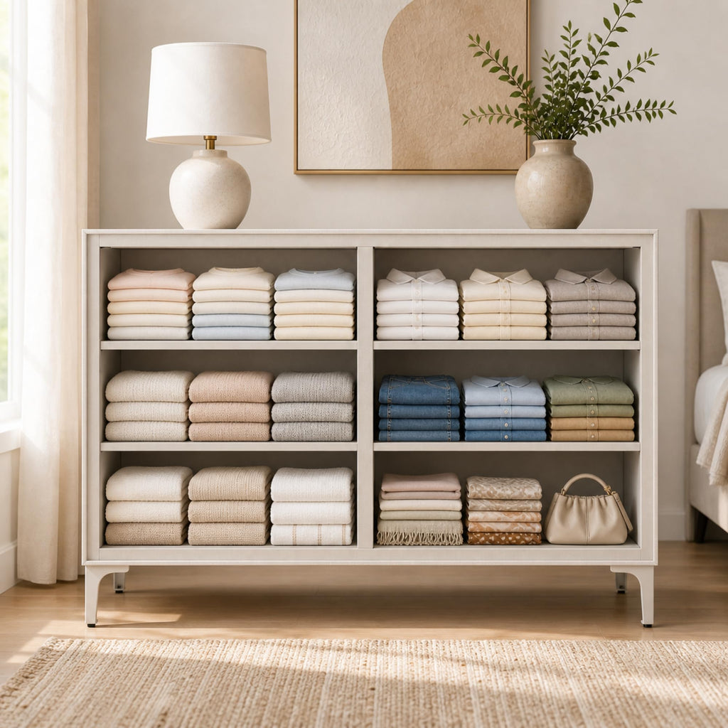 Naima 6-Drawer Premium Fabric Dresser, Waterproof, Beige