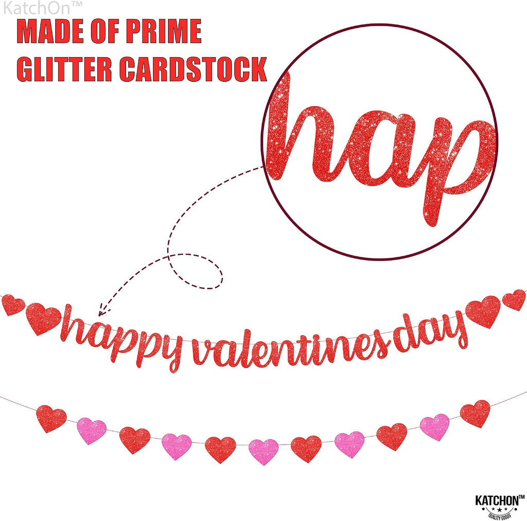 Glitter Happy Valentines Banner 10 Feet - Set of 10