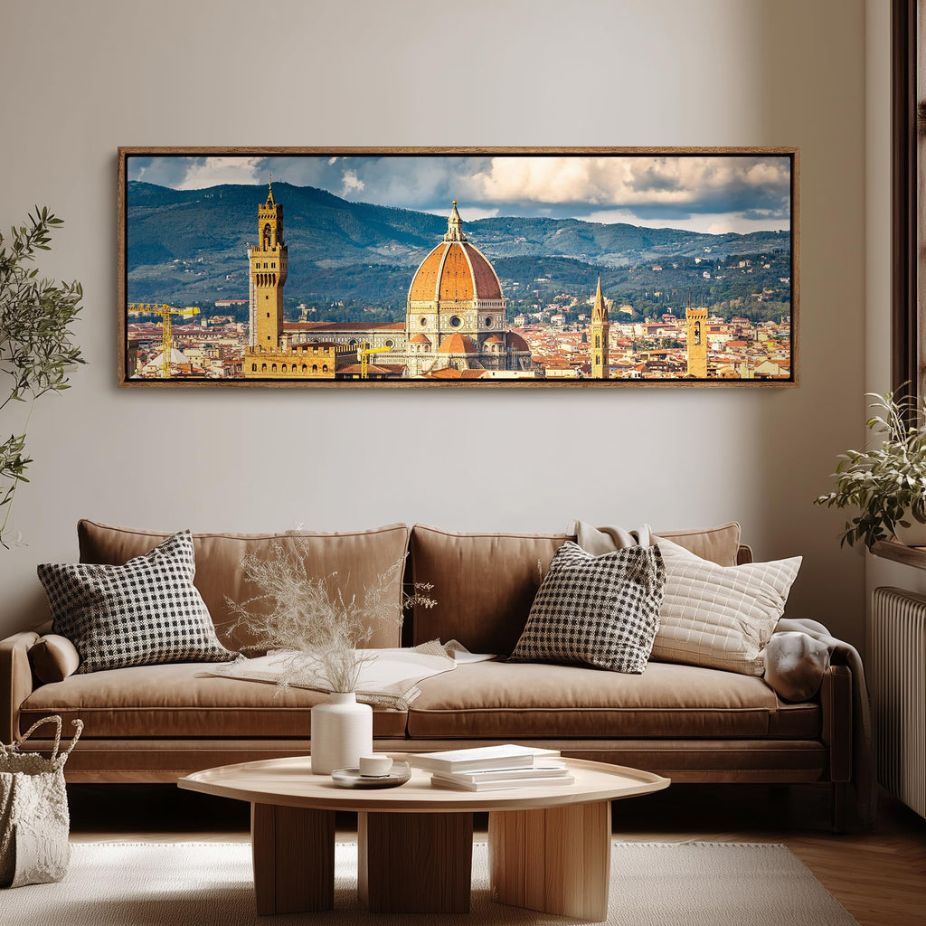 Large Framed Wall Canvas Print - Florence Cathedral Cityscape Italian Architecture - Contemporary Artwork Bedroom
