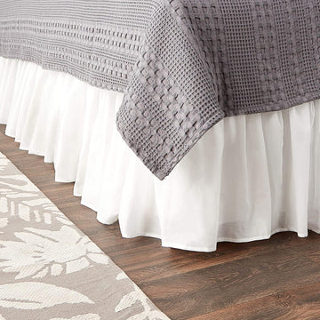 Voile Bed Skirt, Lined, Pure White, Queen 15-inch L