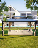 GarveeLife Hardtop Gazebo 12 ft x16 ft for All Weather, Double Polycarbonate Sheets Roof, Aluminum Alloy Frame, Net