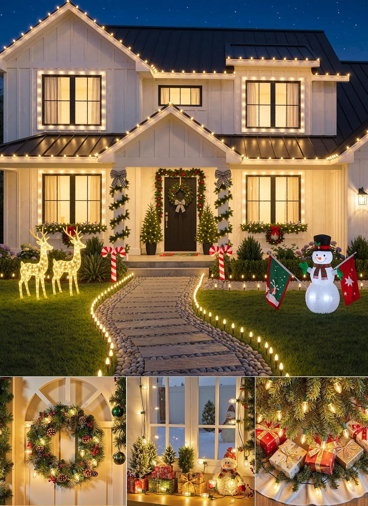 Vintage C9 Christmas Lights Outdoor, 200FT 200 LED String Lights Warm White
