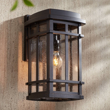 Neri 16" Mission Oil-Rubbed Bronze Industrial Outdoor Wall Light Fixture