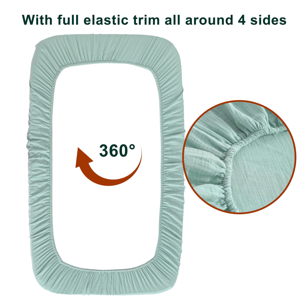 Mini Crib Muslin Fitted Sheets, 2 Pack, 24 x 38, Mint