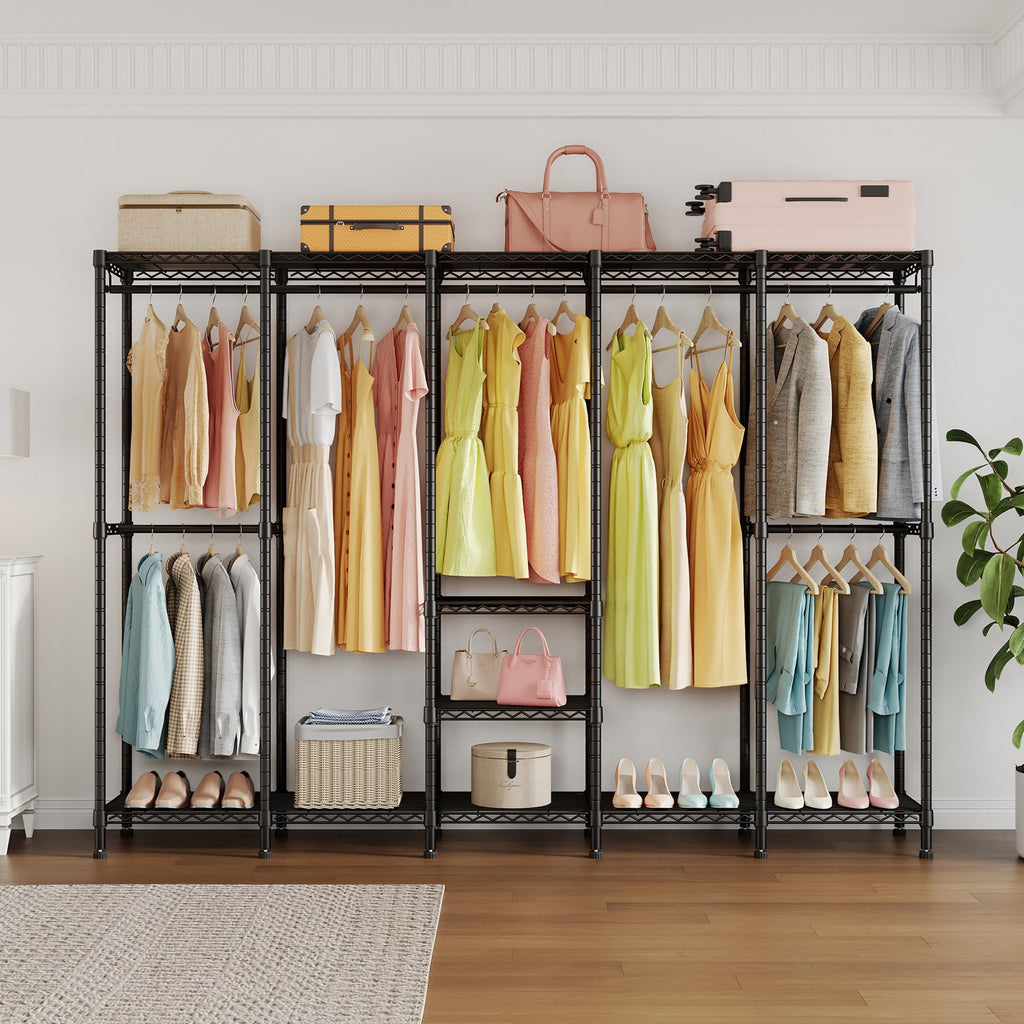 H5 Heavy Duty Clothes Rack, Black Clothing Rack for Hanging Clothes