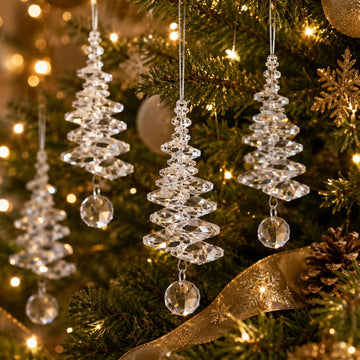Christmas Tree Decoration Crystal Hanging Ornaments - Set of 24