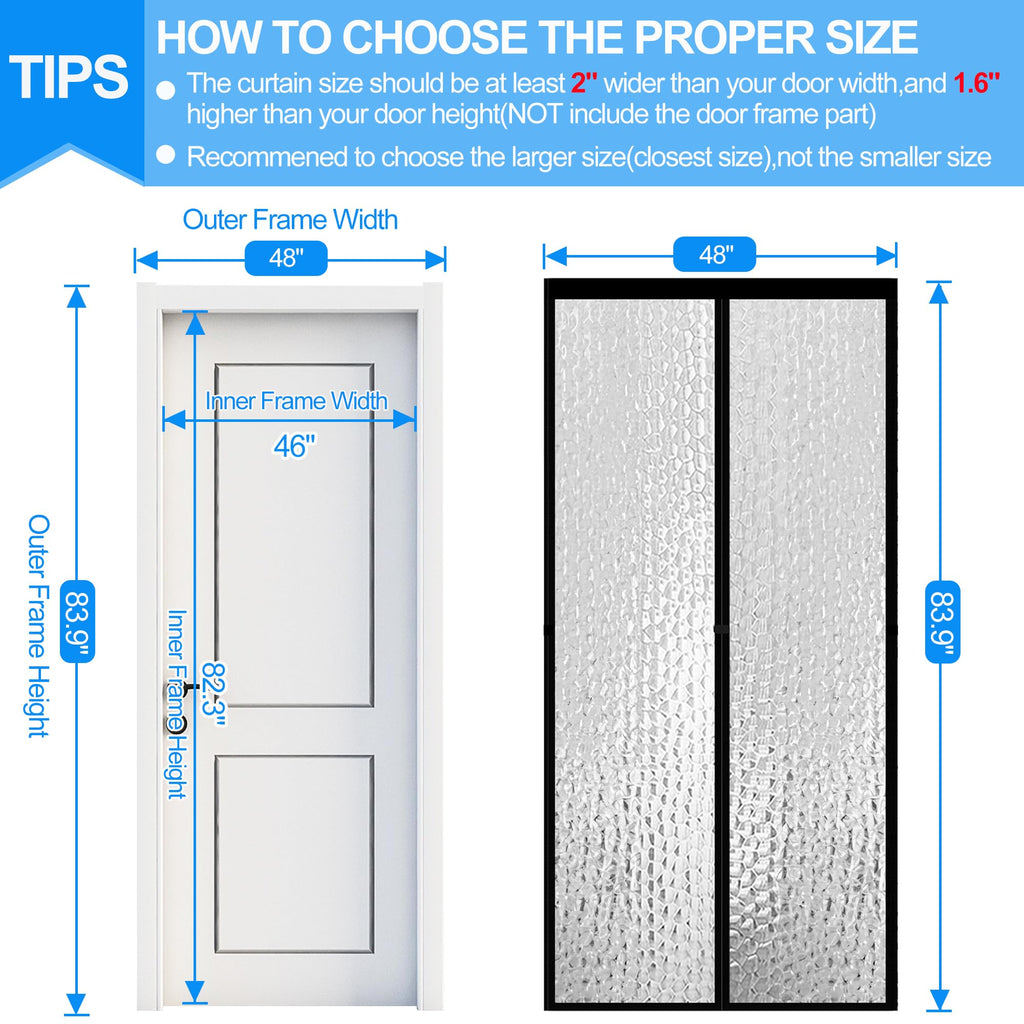 Magnetic Thermal Insulated Door Curtain, Waterproof EVA Door Cover, Fit Doors Size Up to 46"x82", Temperature Protection