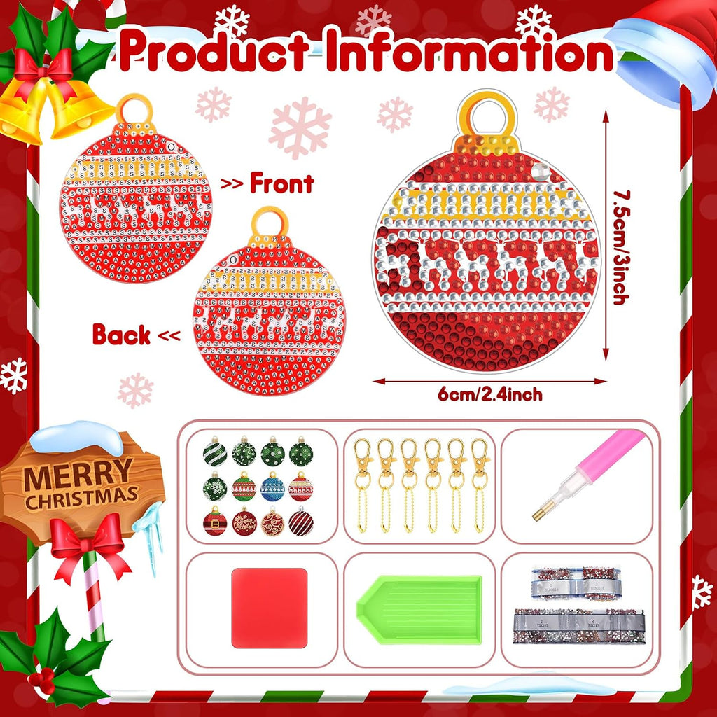 Christmas Double Sided Diamond Painting Ornaments - Set of 16