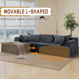 110" L-Shaped Modular Sectional Sofa with Chaise, Boneless Comfy Corduroy Fluffy Couch with Deep Seat and Side Pockets