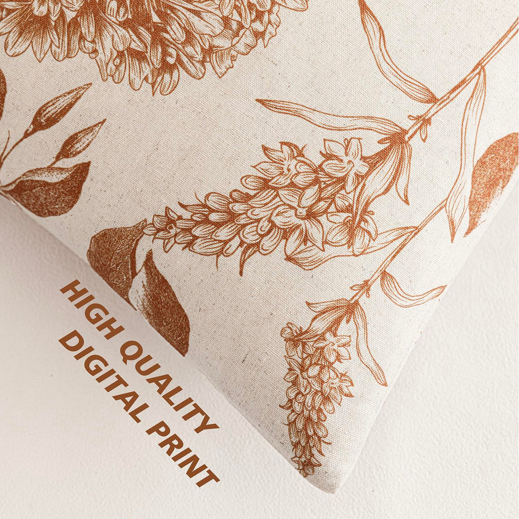 Decorative Linen Floral Throw Pillow Covers 20×20 Autumn Orange