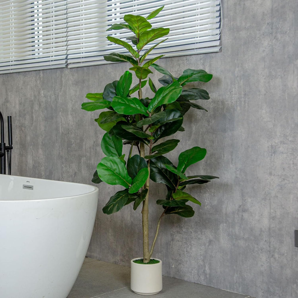 6FT Fiddle Leaf Fig Artificial Tree with White Planter Pot,Faux Floor Plant, Indoor and Outdoor Fake Plants Decor
