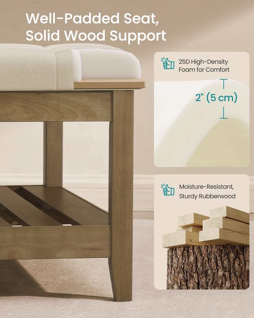 Round Coffee Table with Storage, Solid Wood Frame
