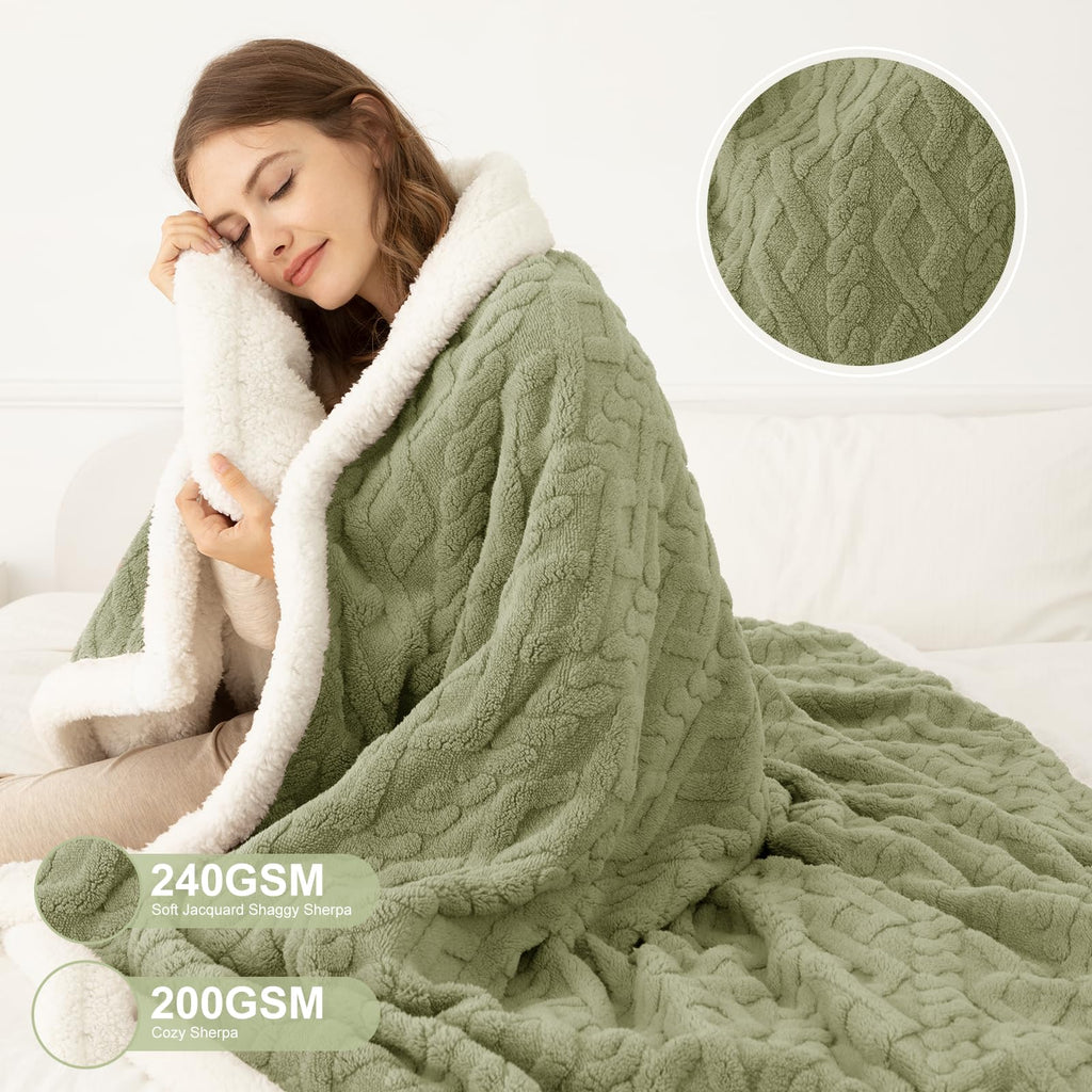 Heated Blanket 72"X84" Green, Thick Sherpa for Winter