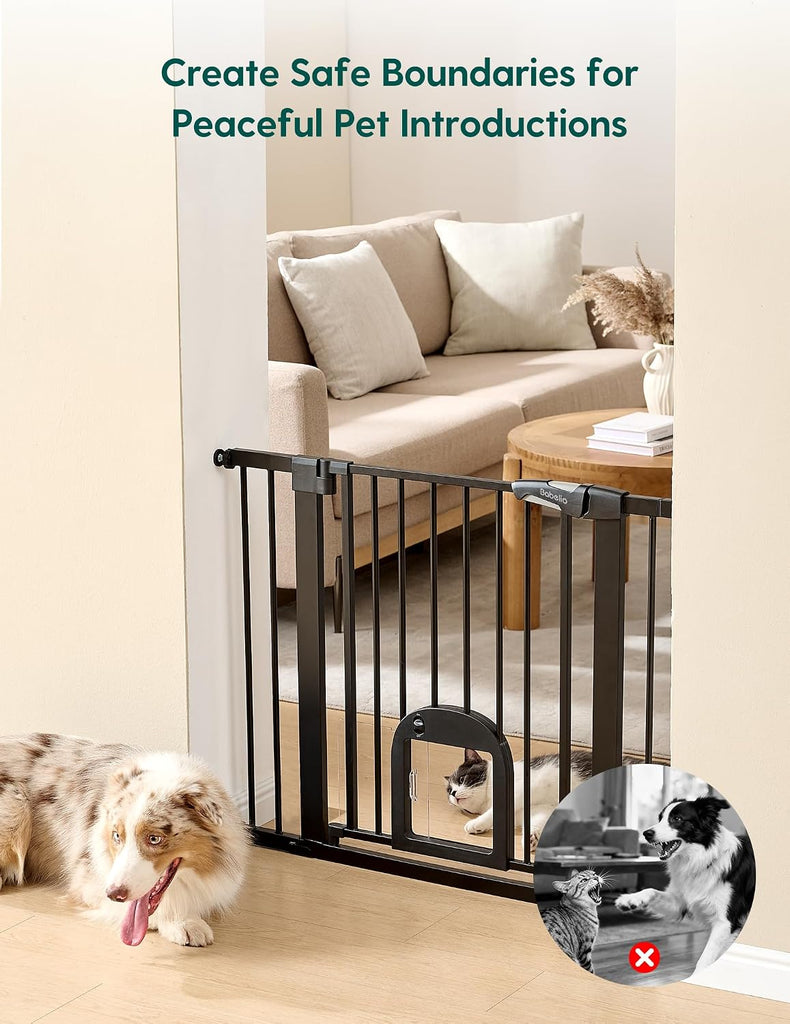 36" Tall Pet Gate with Cat Door, CatPrivilege III, 29-43"