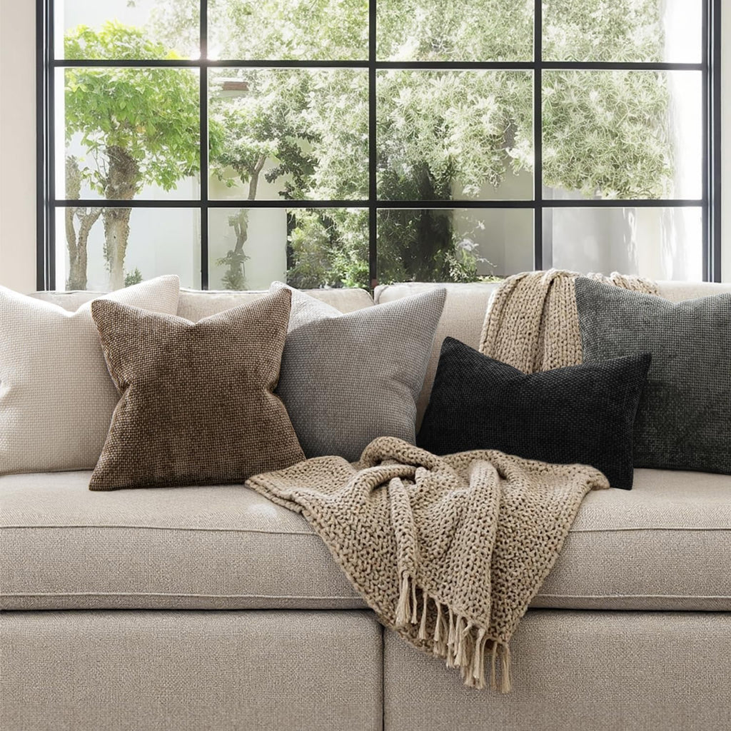 Decorative Brown Euro Sham Pillow Covers 26x26 Inch 2 Pack