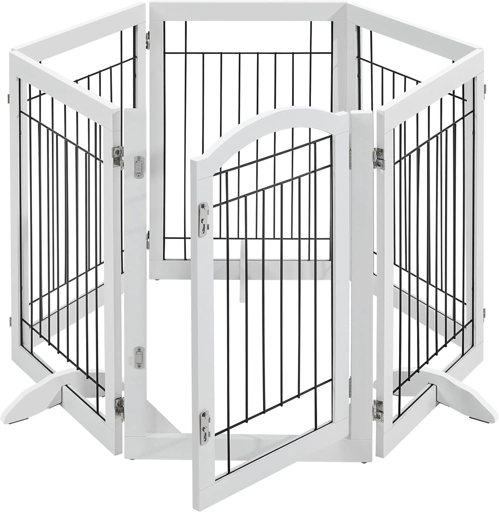 Extra Wide Freestanding Dog Gate for Stairs Doorways, 32" 6-Panel