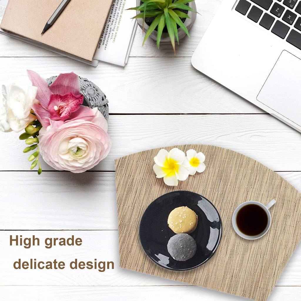 Round Placemats Wedge Place Mats Sets with Centerpiece Round Table Mats, PVC Polyester Heat Resistant Non-Slip - Set of 5