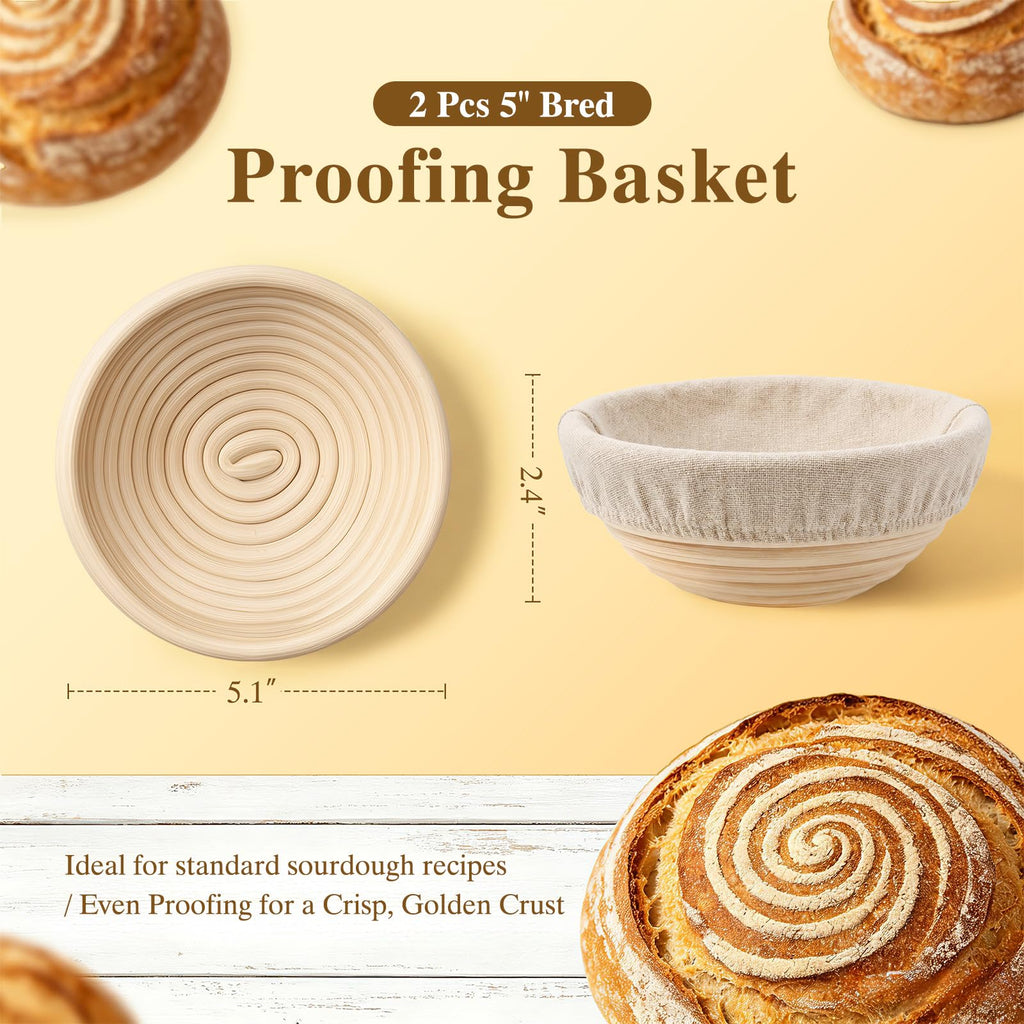 Dutch Oven for Sourdough Bread Baking - Enameled Cast Iron Dutch Oven Pot with Lid and 5" Banneton Bread Proofing