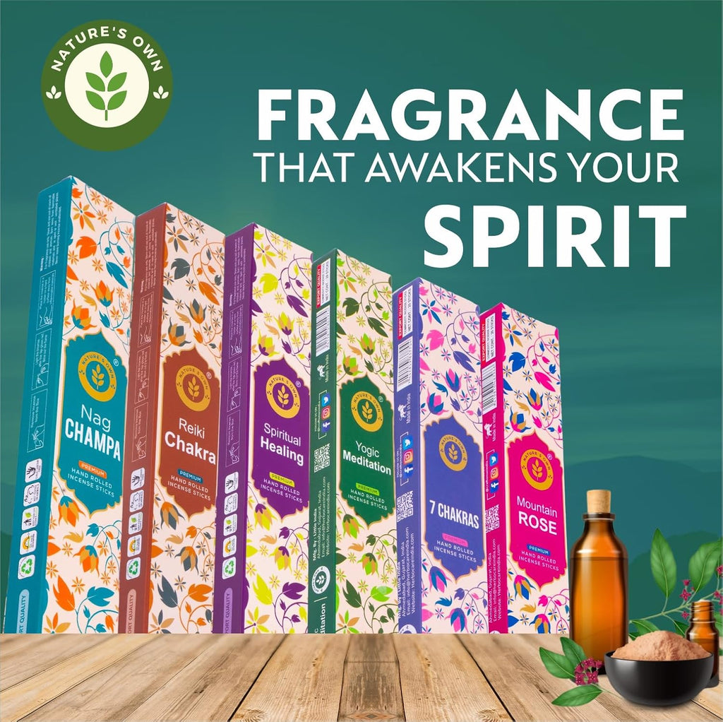 Incense Sticks Gift Pack - 6 Fragrances x 20 Sticks Each, Hand Rolled Insents with Incense Holder - Spiritual Healing - Set of 120