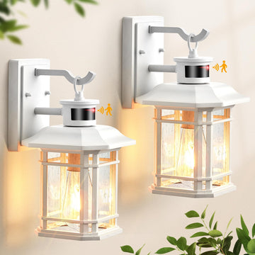 Outdoor Motion Lights, 2-Pack Dusk to Dawn Outdoor Lanterns for Front Porch Waterproof, Anti-Rust Aluminum Exterior