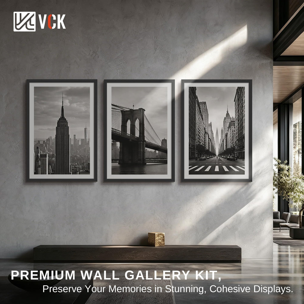 18x24 Frame 3 Pack, Black Solid Wood Concert Poster Frames, Wall Decor